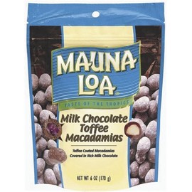 Mauna Loa Macadamias, Milk Chocolate Toffee, 6-Ounce Bags (Pack of 6)