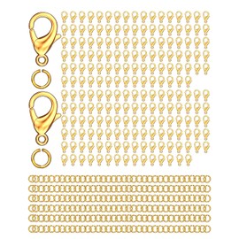 Evnlo 700Pcs Lobster Claw Clasps and Open Jump Rings Set, 12MM Necklace Clasp and Closures for DIY Jewelry Making Supplies