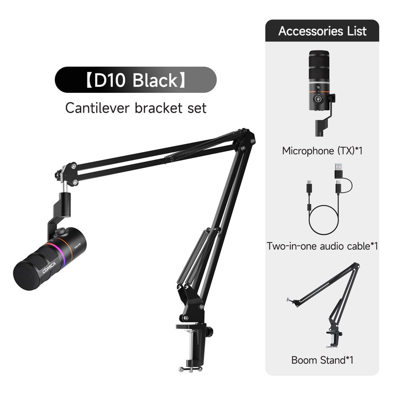 COMICA EJoy D10(A) USB/XLR Dynamic Gaming Microphone – Boom Arm
