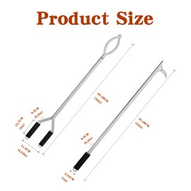 32" Stainless Steel Fire Log Tongs Firewood Grabber and Fire Poker Set,Large Fire Pit Tool Outdoor/Indoor Bonfire Campfire Backyard Deck Camping Log Grabber Safely Moves Firewood