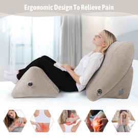 AirSwim Inflatable Bed Wedge Pillow Set for Sleeping, 2 Pieces, Orthopaedic Bed Wedge Pillow Set, Adjustable Back Cushion for Bed Sitting, Travel, Reading, After Surgery, Knee & Back Pain