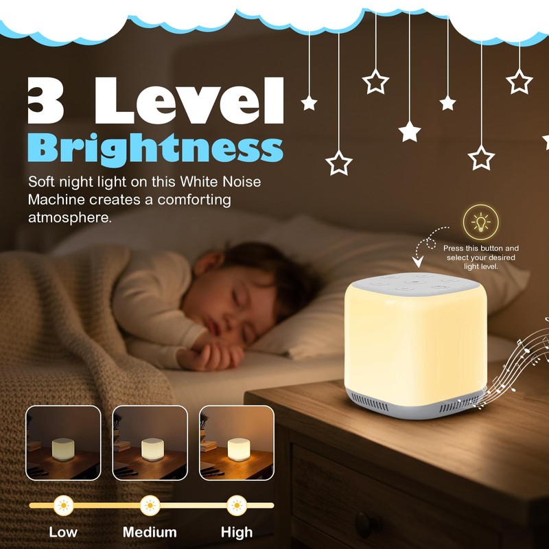 SPEXSO White Noise Machine 34 Sounds, 1800mAh, Night Light
