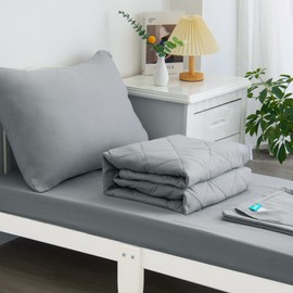 Biloban 4-Piece Ultra Soft Toddler Bedding Set and Breathable Toddler Crib Sheet Set, Includes Quilted Comforter, Crib Fitted Sheet, Flat Sheet and Envelope Pillow Case, Grey