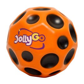 JollyGo Moonball, Jumpball, 9 cm, Large Moon Ball, A Popping Sound, High Jumping Rubber Ball, Spaceball, Big Bouncing Balls, Moonball, Gift for Children, XL, Easy to Grip, Original (Orange)