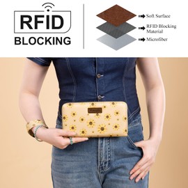 Wrangler Women's Daisy Wallets Bifold Wristlet Keychain for Women Wallets, Card Cases & Money Organizers Large Phone Credit Card Clutch Wallet Ladies Female Travel Wallet with ID Window