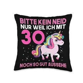 Lustige Geschenke Zum 30. Geburstag Für Eine Frau Bitte Kein Neid 30th Birthday Unicorn Round 30 Years Throw Pillow, 16x16, Multicolor
