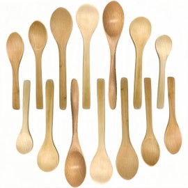 HJYDGJ 14 PCS Serving Spoons Small Wooden Spoons Honey Spoons Smooth Honey Spoon Wood Teaspoon Handmade Serving Spoons Mini Table Spoon for Cooking Condiments Daily Use (7 inch - 5.1 inch)