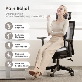 FLORICH 3 PCS Seat Cushion for Carseat Lumbar Support Pillow Car Neck Headrest Pillows Ultrathick Memory Foam Seat Pads Pressure Relief Back Cushion for Office Chair(Beige Grey)