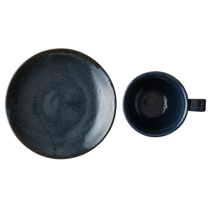 Marui Pottery MR-3-4393 Shigaraki Pottery Hechimon Cup & Saucer, Capacity