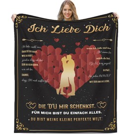 Agamedloay Ich Liebe Dich Geschenke für Frauen Männer Partner Paare Valentinstag Hochzeitstag Geschenke, Kuscheldecke Jahrestag Geschenk für Ihn Sie, Weihnachten Geschenkideen 130 x 150 cm