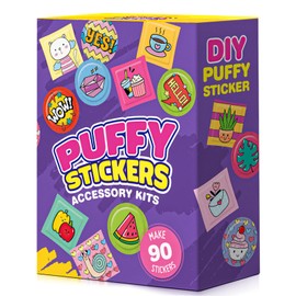 Sticker Maker 90 Refill Kit - Make Your Own 3D Stickers for Kids - DIY Arts and Crafts for Kids Ages 6-10 - Creative Craft Kits Gifts for Girls Boys Year Old Classroom Rewards