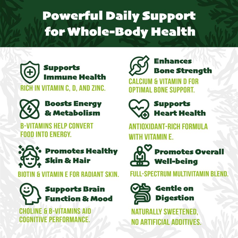 Multivitamin Gummies with Vitamin A,B,C,D,E, B6 B12, Biotin, Zinc |