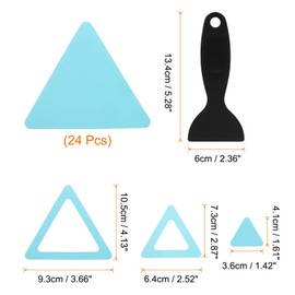 HARFINGTON 24pcs Non Slip Bathtub Stickers Bath Shower Floor 4" Anti-Slip Adhesive Sticker Tape Triangle Style Decals with Scraper for Bathroom Kitchen Bathtub Treads Stairs, Blue