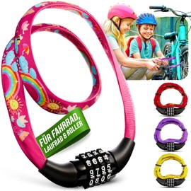 Children's Bicycle Lock with Numbers - Children's Bicycle Lock 65 cm - Lightweight and Safe - Combination Lock Bicycle - Lock for Children's Bicycle - Rainbow Motif