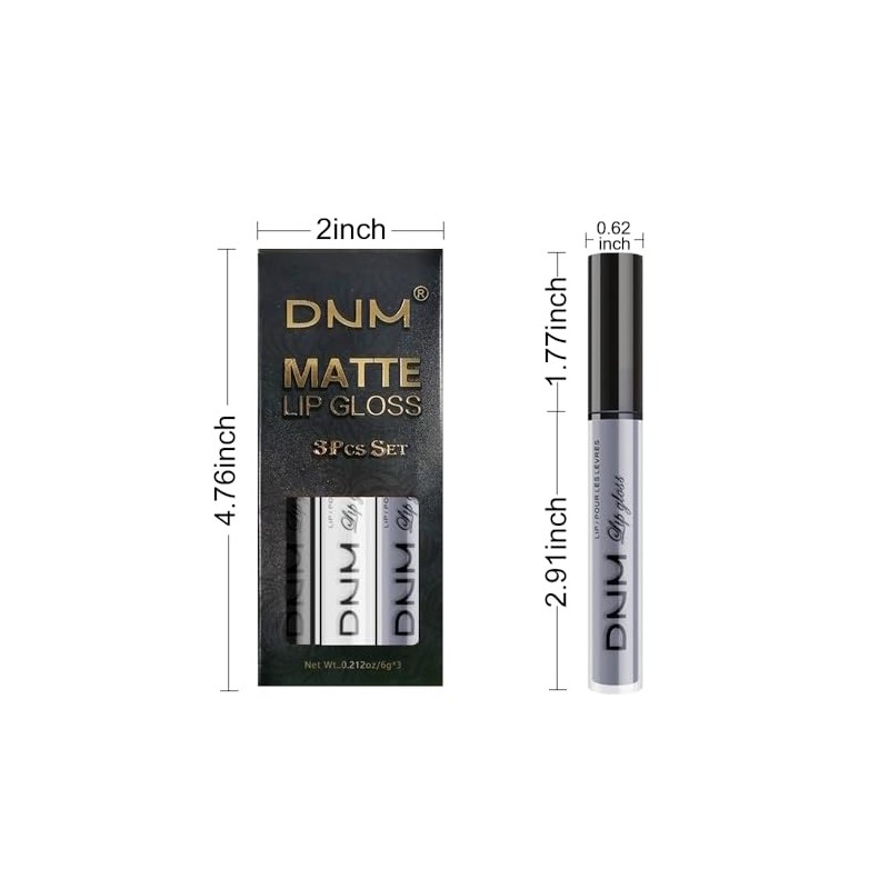 evpct- DNM - Juego de 3 lápices labiales líquidos mate,