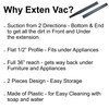 Gadjit Exten Vac Vacuum Extension Attachment, 36" reach, Black (Black)