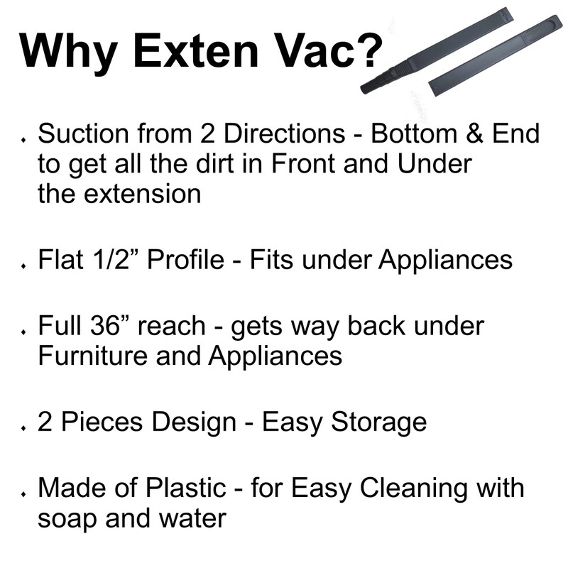 Gadjit Exten Vac Vacuum Extension Attachment, 36" reach, Black (Black)