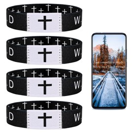 4PCS Daily Bible Verse WWJD Bracelet, Christian Jesus Wearable Bracelet for Women Men - What Would Jesus Do Bracelet Black