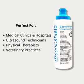 SonicShield Ultrasound Gel. High Viscosity. Premium Multi-Purpose Gel for Ultrasound . Doppler Devices. Non-Greasy, Superior Conductivity. Broad Spectrum Protection. Made in Canada.