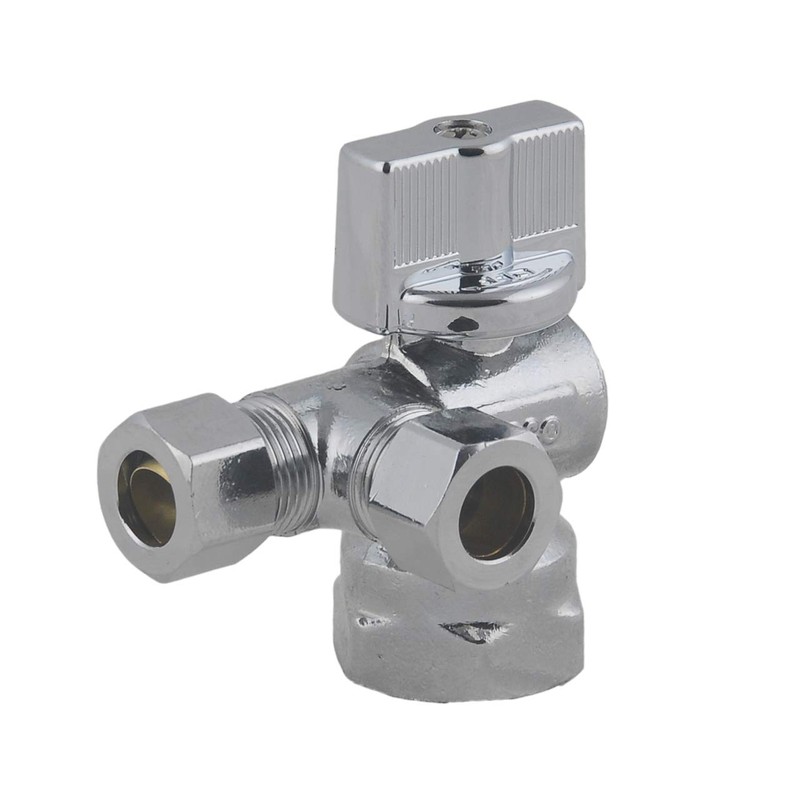 LD Valve- 1/4 Turn Dual Compression Outlet Angle Stop Valve,Quarter
