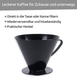 Wüllner Kaiser Coffee Filter, Coffee Filter Holder, Suitable for Paper Filters Size 6, Coffee Brewing by Hand, Plastic, Black