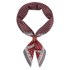 Hymeiluely 27.5 Inches Square Silk Feeling Neck Scarf for Men Necktie Silk Bandanas Pocket Square Cowboy Scarves (A-Gray Red)