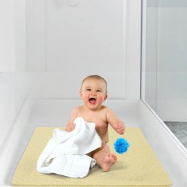 Idyfodol Loofah Shower Mat non Slip Anti Mould with Shower Puff - Machine Washable Bath Mats for Inside Shower, Tub, Kitchen and Outdoor- 60×60 cm (Beige, Square Large)