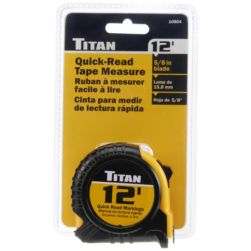 Titan 10904 Tape Measure with Easy-Read Standard Markings and Durable