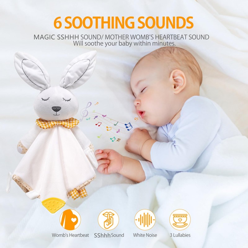 BEREST Rechargeable Baby Sleep Soother Bunny Lovey- White Noise| Heartbeat|