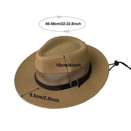 Straw Panama Hat Fedora Trilby Hat for Men Women Summer Beach Sun Hat Straw Cowboy Hat Straw Bucket Hat Wide Brim Safari Hat Breathable Sun Protection Hat for Fishing Hiking Camping Gardening Khaki