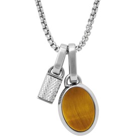 Fossil Men's Leather Necklace with Lobster Clasp, Unit size, Stainless Steel, No Gemstone