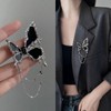 Wendalern Black Crystal Butterfly Brooch Pin Silver Tassel Gemstone Butterfly