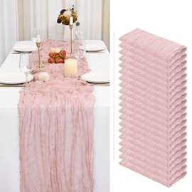 20 Pack Dusty Pink Cheesecloth Table Runner Gauze Table Runner 10FT Long Semi-Sheer Table Runner Rustic or Boho Wedding Table Decor for Wedding Decor Arch Draping Bridal Shower Party Banquet