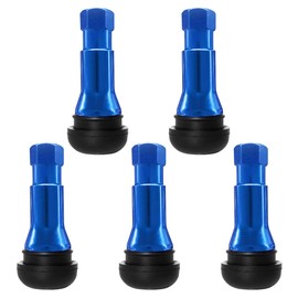 GAOLAOSY 5PCS TR413AC Car Tire Valve Stems, Chrome Rubber Tubeless Valve Stems with Sleeve Cover, Snap-in Vehicle Tire Valve Stem Replacement Accessories, Universal for 11.5mm 0.453'' Rim Hole (Blue)