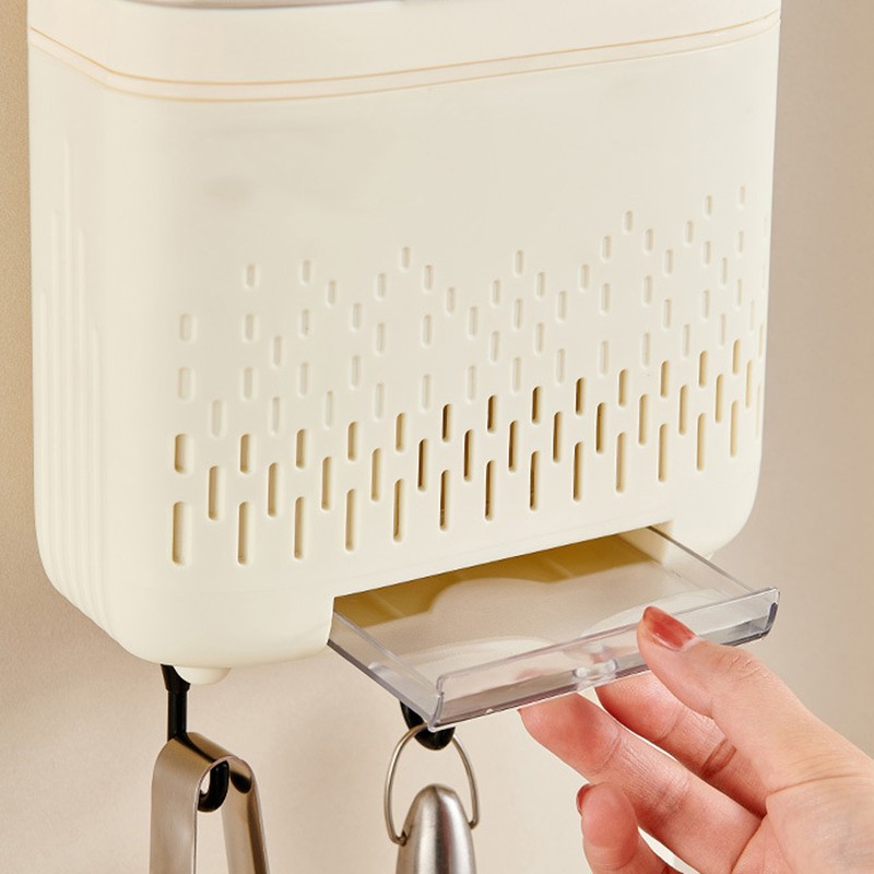 Wall Mounted Chopstick Holder with Hooks Self Adhesive Wall Mounted