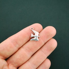 Unbranded 10 Dove Charms Antique Silver Tone 2 Sided - SC5931