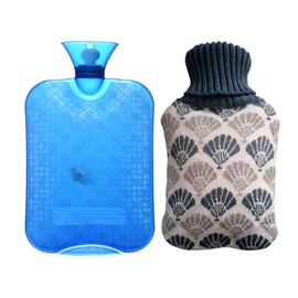 DicDok Hot Water Bottle 2L Hot Water Bag with Knit Cover Thickened PVC Retains Heat for 8 Hours Relaxing Heat Cold Therapy