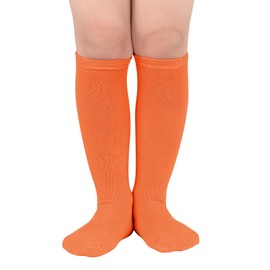 American Trends Kids Orange Soccer Socks for Girls Boys Youth Toddler Orange Knee High Socks Orange Baseball Softball Football Socks 1 Pack Orange 6-9 Years