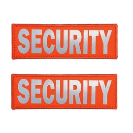 JUJUPUPS Orange Reflective Dog Patches 2 Pack Service Dog,in Training,DO NOT PET,Patches with Hook and Loop for Vests and Harnesses(Security, 5x1.5 inch)