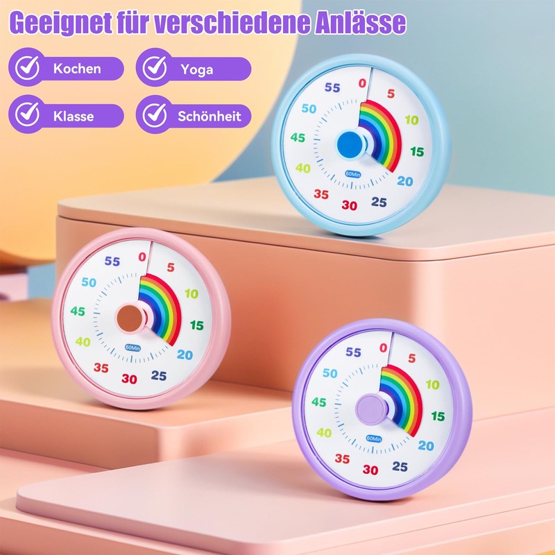 Visual Timer for Children, 60 Minute Rainbow Countdown Timer for