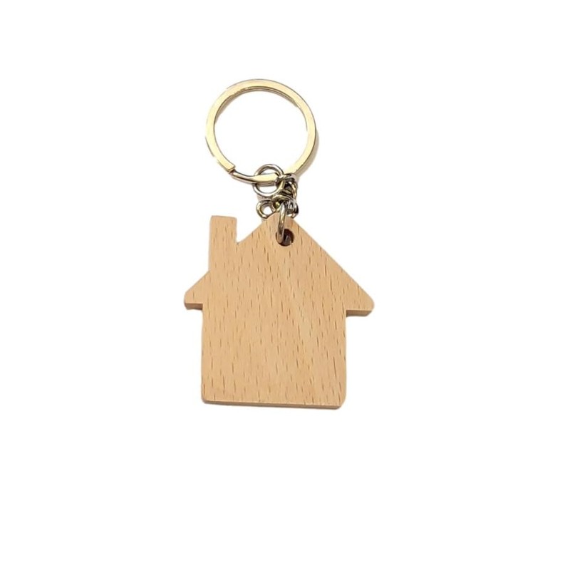 Wooden Key Ring - Little Home Shape Wood Keyring Keychain