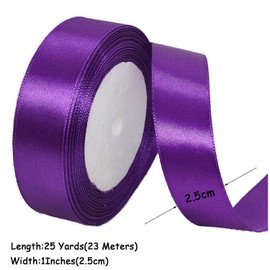 Purple Ribbon 1 Inch, 25 Yards Purple Satin Ribbon for Flower Bouquets, Crafting, Gift Wrapping, Bows Making, Graduations, Wedding Invitations, Christmas Trees Decorations