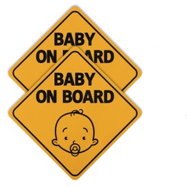 Hyber&Cara Baby On Board Sign Car Magnetic Baby In Car Sticker Reflective Night Waterproof Yellow Pack of 2