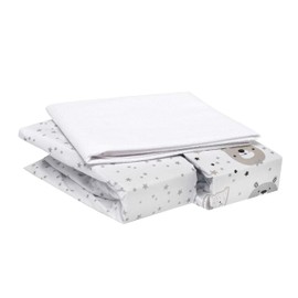 Flyideas Set of 3 2 Flannel Fitted Sheets + 1 Waterproof Mattress Protector for Cot 90 x 55 cm - 100% Warm, Soft Cotton Sheet for Babies and Newborns, Perfect for Winter