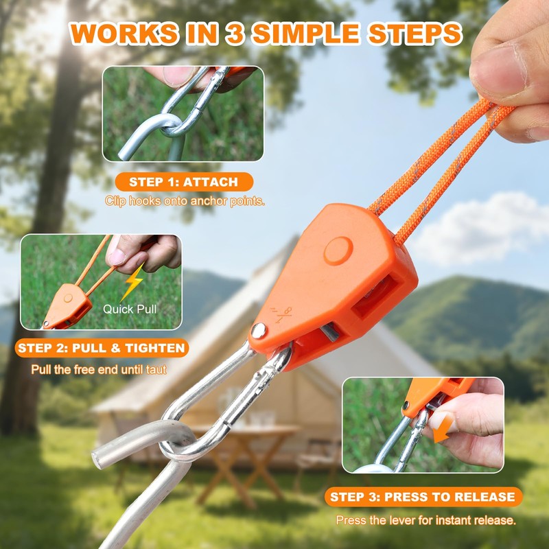 14ft Retractable Paracord Rope Tie Down Ratchet Strap Small Straps