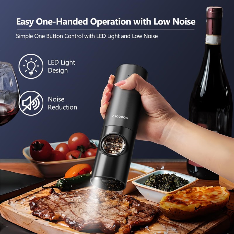 Stainless Steel Electric Salt and Pepper Grinder Set with Rechargeable