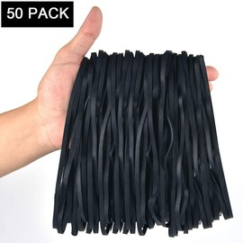 AMUU Rubber Bands, Long, Wide Rubber Bands, Width 0.2 inches (5 mm) x Folding Diameter 7.9 inches (200 mm), Inner Diameter 5.0 inches (127 mm), Black Rubber Band Holder, Black, Rubber Band Variety, Long Lasting, Economical Use, For Office Use, Packaging 