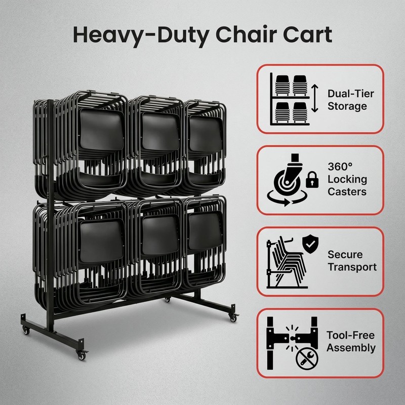 Heavy Duty Folding Chair Cart & Table Cart with Locking