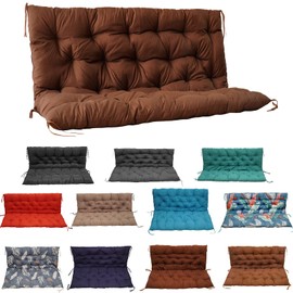 YIMORIA Porch Swing Cushion, Swing Cushions for Outdoor Furniture with Backrest, 2-3 Seater Thickened Outdoor Swing Cushions for Porch, Patio, Outdoor and Garden (Deep Coffee,48 * 40 in)