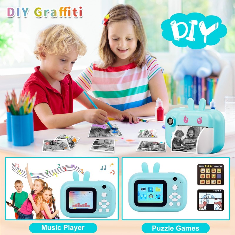 MINIBEAR Instant Print Camera for Kids with Print Paper, 40MP
